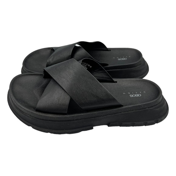 ASOS DESIGN FairPlay Chunky Sporty Flat Mules Black - Picture 10 of 15